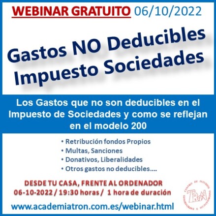 Webinar Gastos no Deducibles Curso Impuesto Sociedades