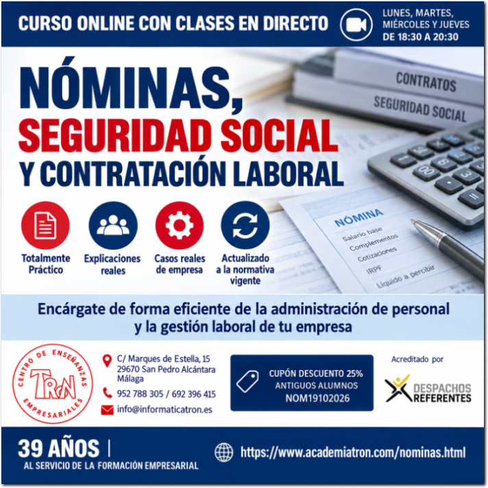 Curso Nominas, Seguridad Social y Contratación Laboral