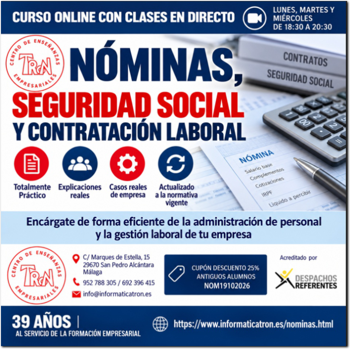 Curso Nominas, Seguridad Social y Contratación Laboral